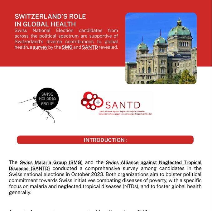 Die Rolle der Schweiz in der globalen Gesundheit: Swiss Malaria Group Bericht on SMG-SANTD Kampagne zu den eidgenössischen Wahlen